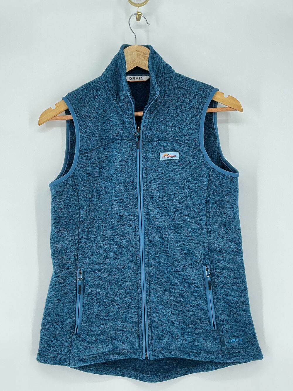 Orvis R65 Sweater Fleece Vest Womens XS Blue Teal Full Zip Outdoor Hiking